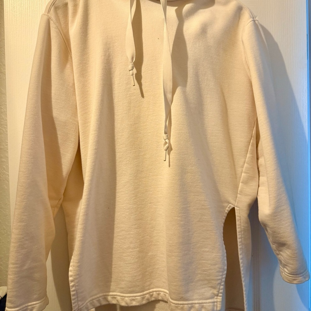Athleta Cream High-Low Hoodie with Side Slits